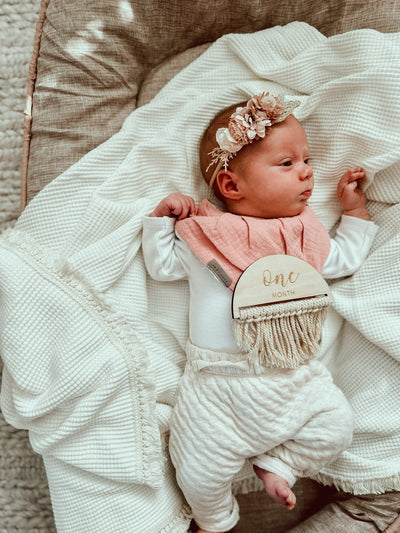 Waffle Fringe Blanket - Milk (pre-order November) - Audrey & Me