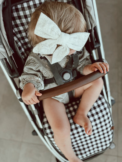 Black Gingham & Speckled Charcoal Linen Uppababy Pram liner - Ready to go - Audrey & Me