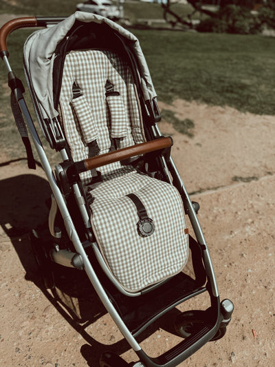 Sand Gingham & Sand Linen Uppababy Pram Liner - Ready to go - Audrey & Me