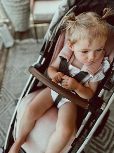 Dusty Blush Gingham & Dusty Blush Linen Uppababy Pram Liner - Ready to go - Audrey & Me