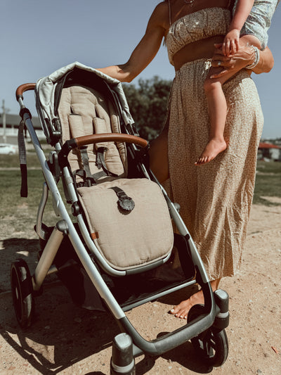 Sand Gingham & Sand Linen Uppababy Pram Liner - Ready to go - Audrey & Me