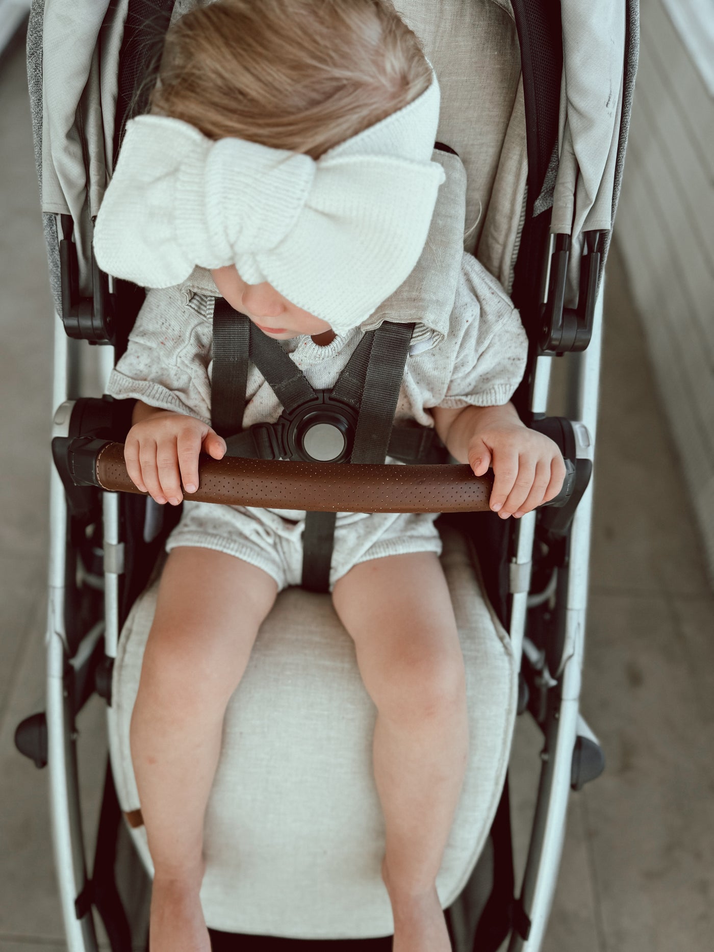 Sand Stripe & Natural Linen Uppababy Pram Liner - Ready to go - Audrey & Me