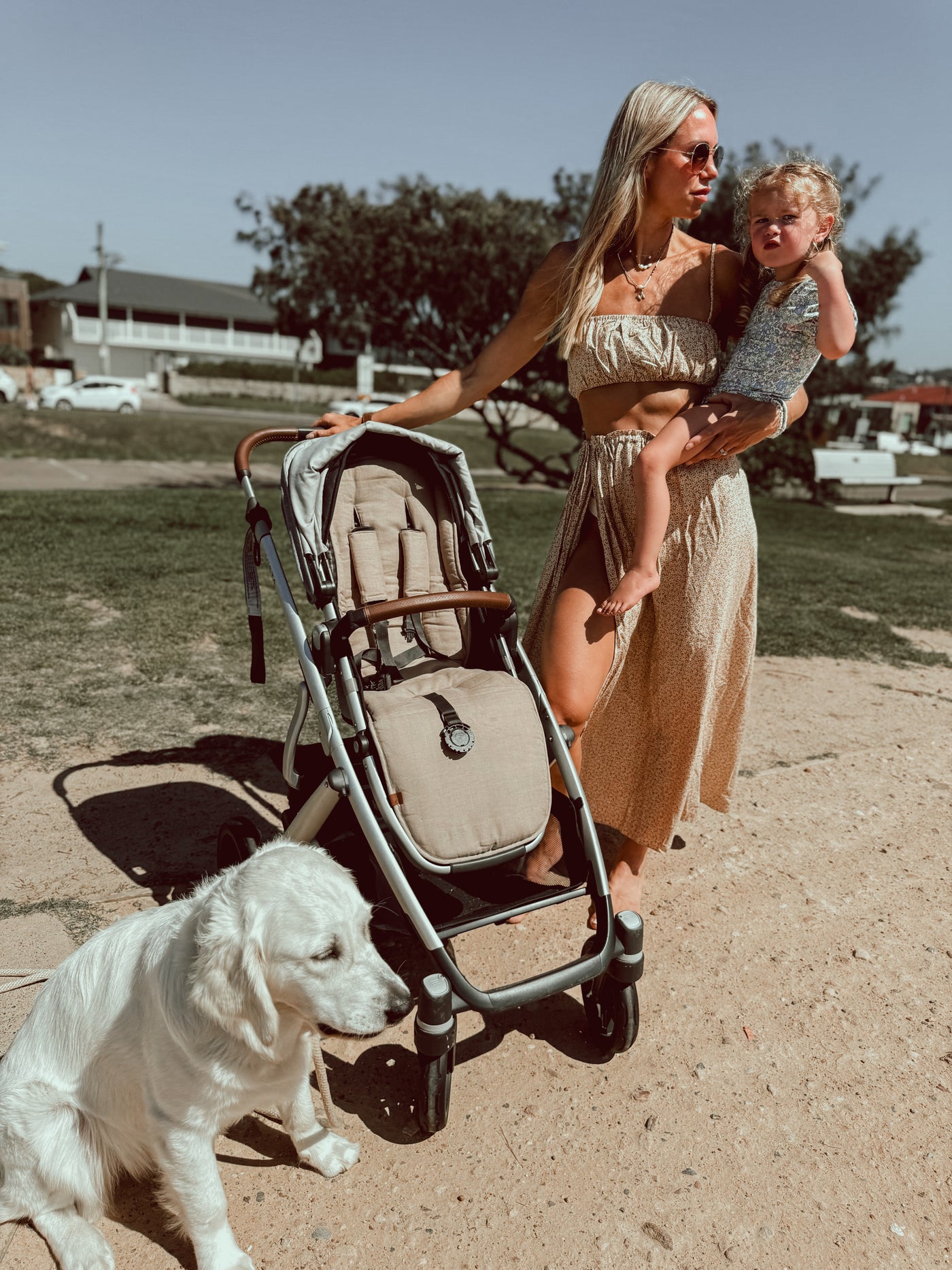 Sand Gingham & Sand Linen Uppababy Pram Liner - Ready to go - Audrey & Me