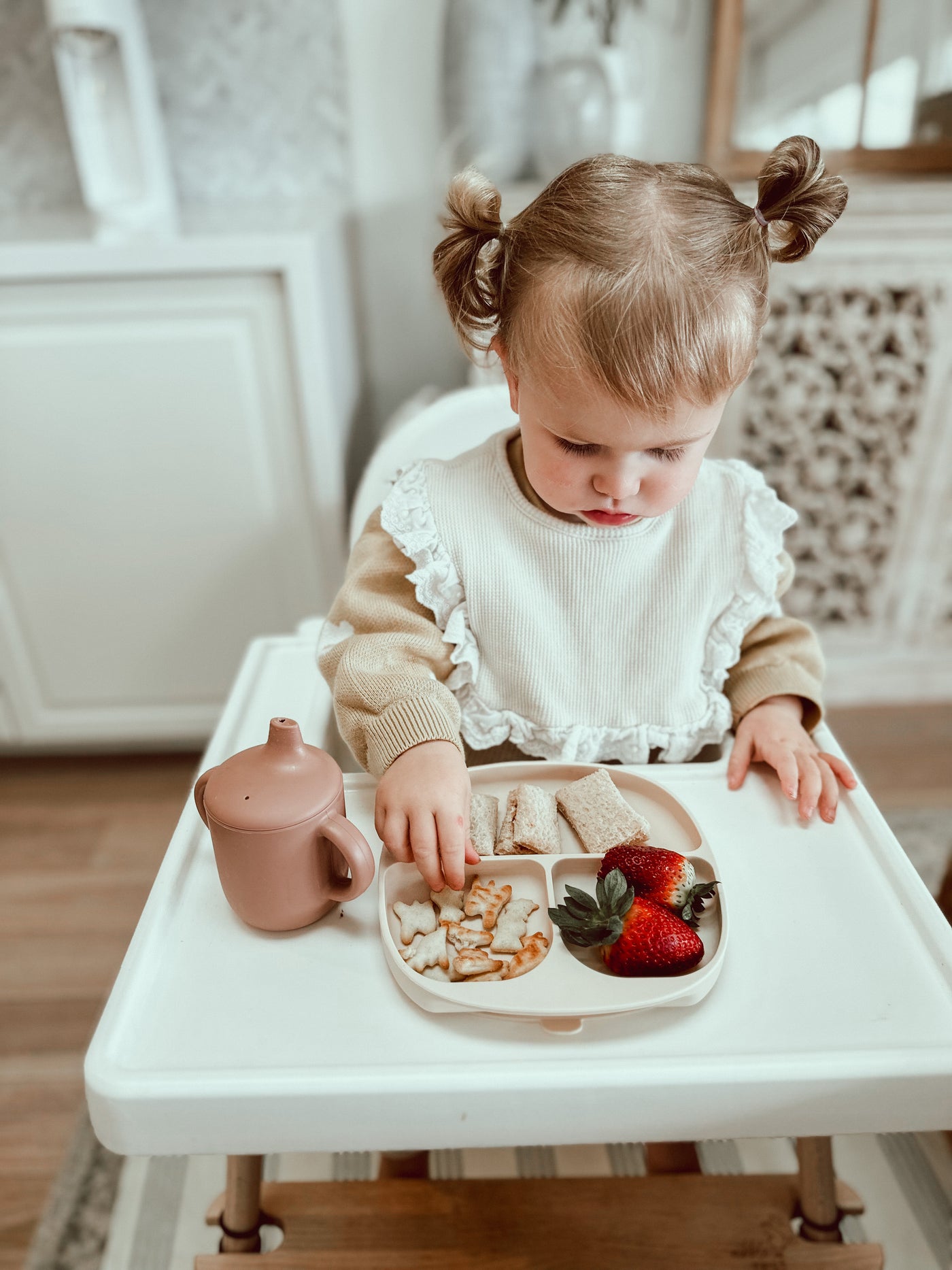 Lace Waffle Bib - Cream - Audrey & Me