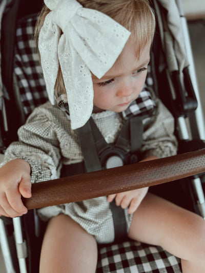 Speckled Charcoal & Black Gingham Linen Uppababy Pram Liner - Ready to go - Audrey & Me