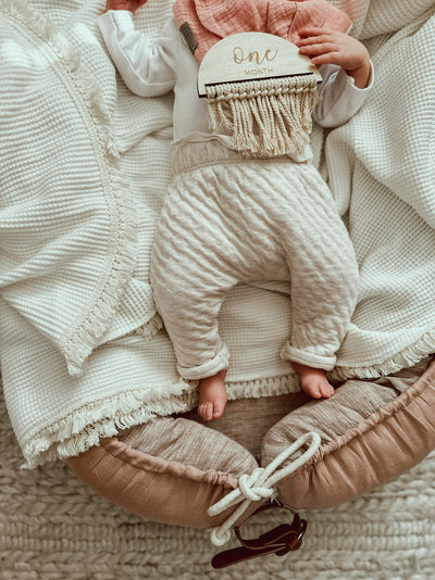 Waffle Fringe Blanket - Milk (pre-order November) - Audrey & Me
