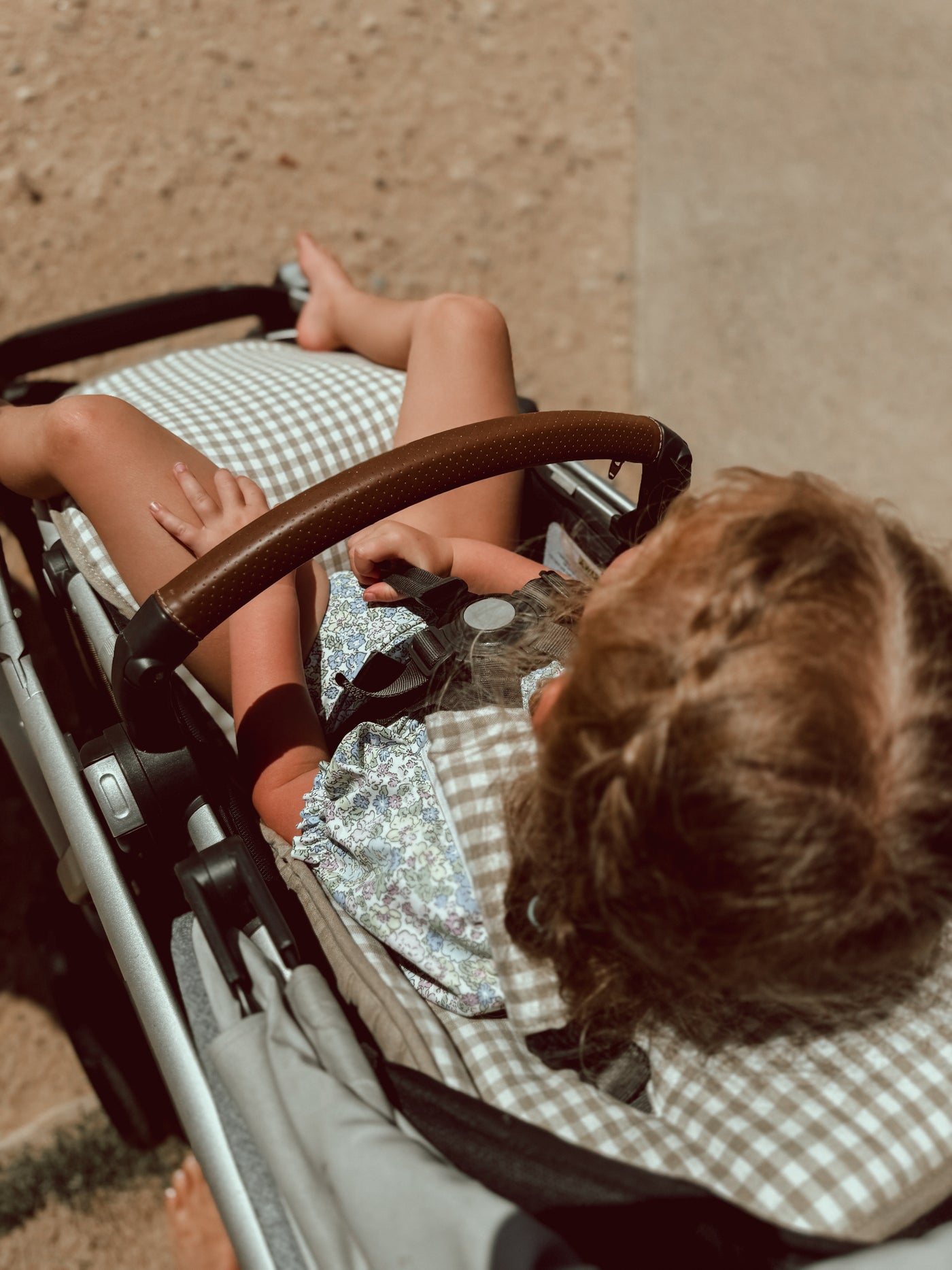 Sand Gingham & Sand Linen Uppababy Pram Liner - Ready to go - Audrey & Me