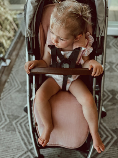 Dusty Blush & Dusty Blush Gingham Linen Uppababy Pram Liner - Ready to go - Audrey & Me
