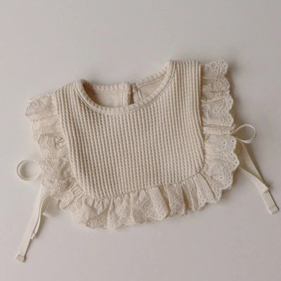Lace Waffle Bib - Cream - Audrey & Me
