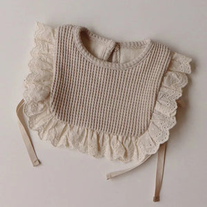Lace Waffle Bib - Taupe - Audrey & Me