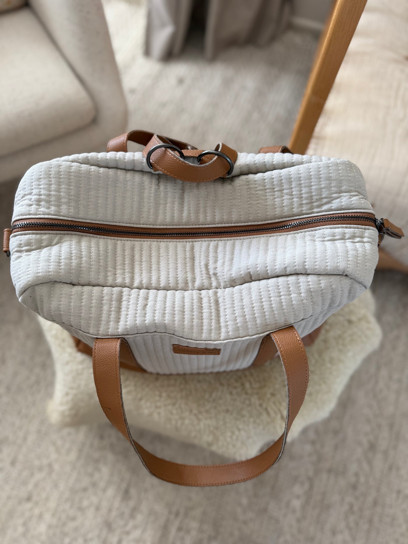 Sample Nappy Bag - Quilted Grey