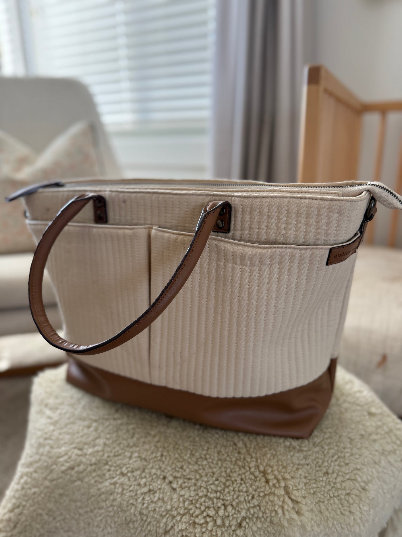 Sample Nappy Bag - Quilted Cream