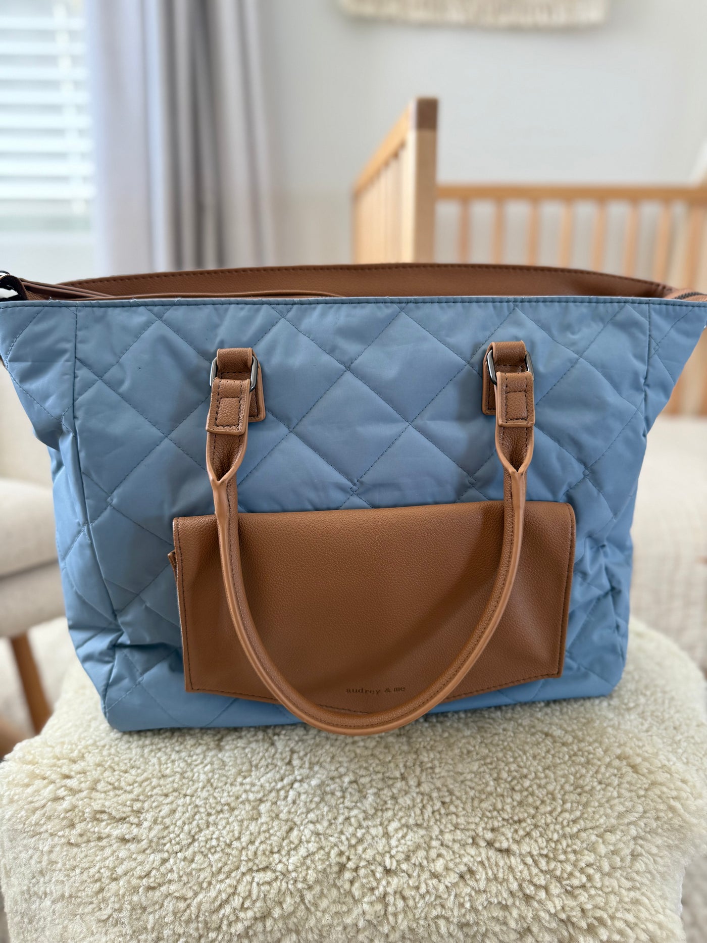 Sample Nappy Bag - Quilted Blue Nylon