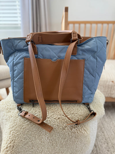 Sample Nappy Bag - Quilted Blue Nylon
