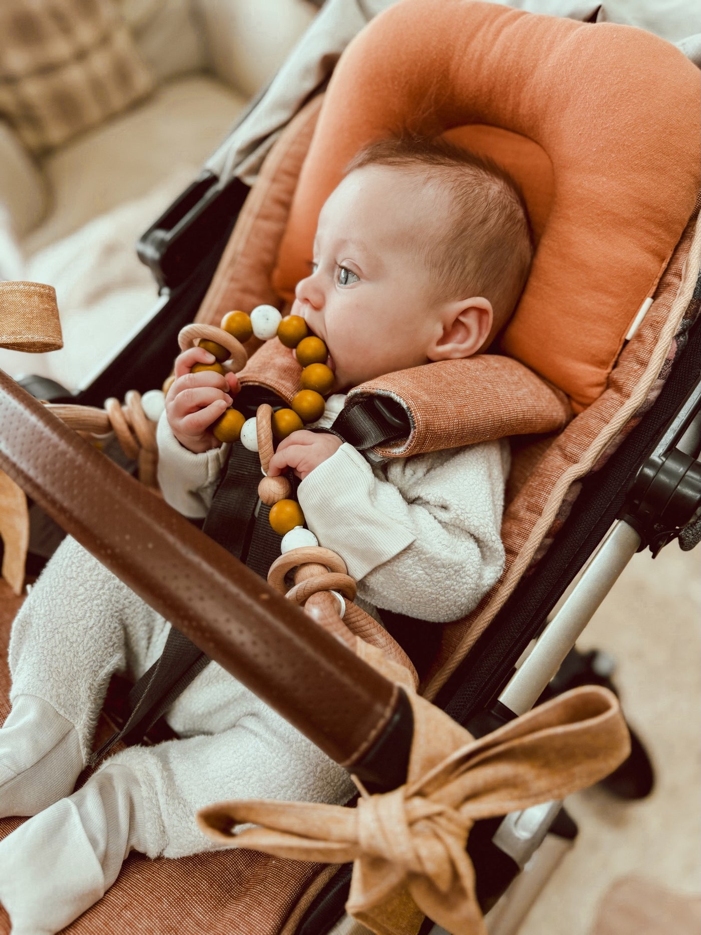 Pram Garland - Mustard Linen