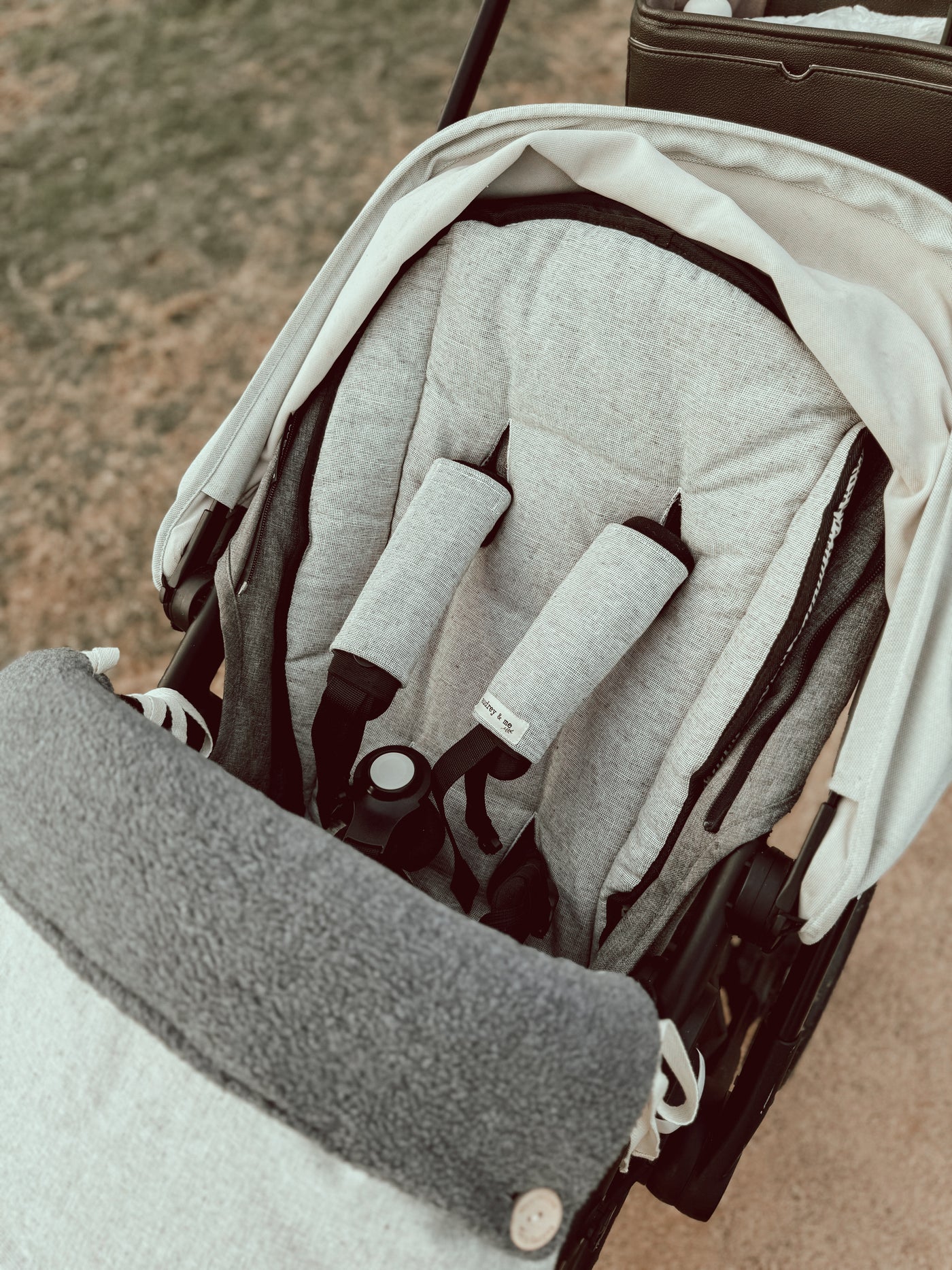 Bugaboo Pram Liner - Dashed Black Ink & Charcoal Linen - Ready to go