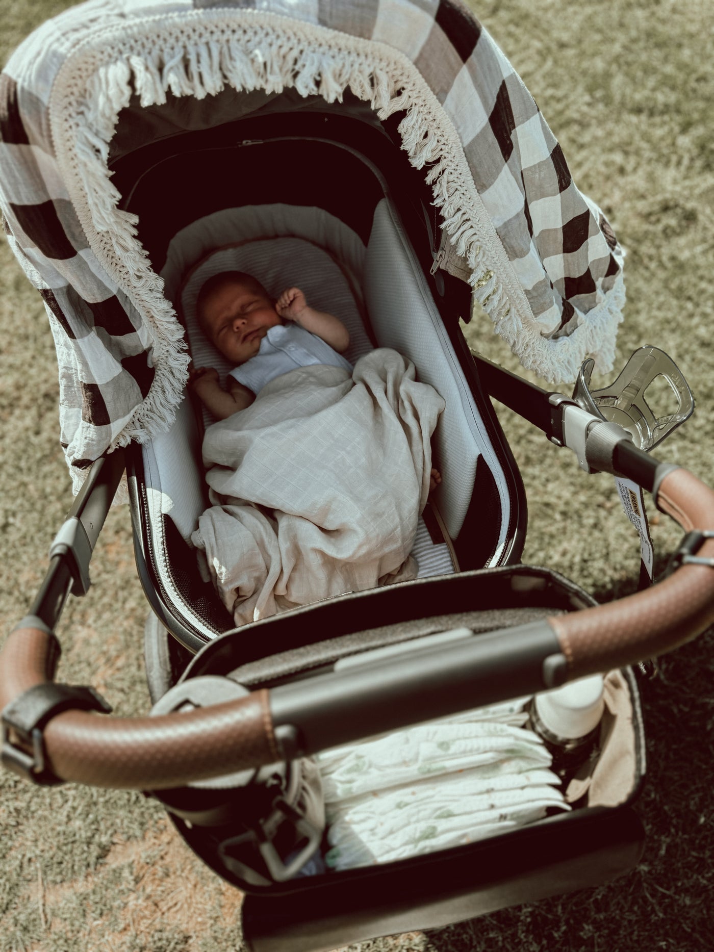 Muslin Fringe Blanket - Black Gingham