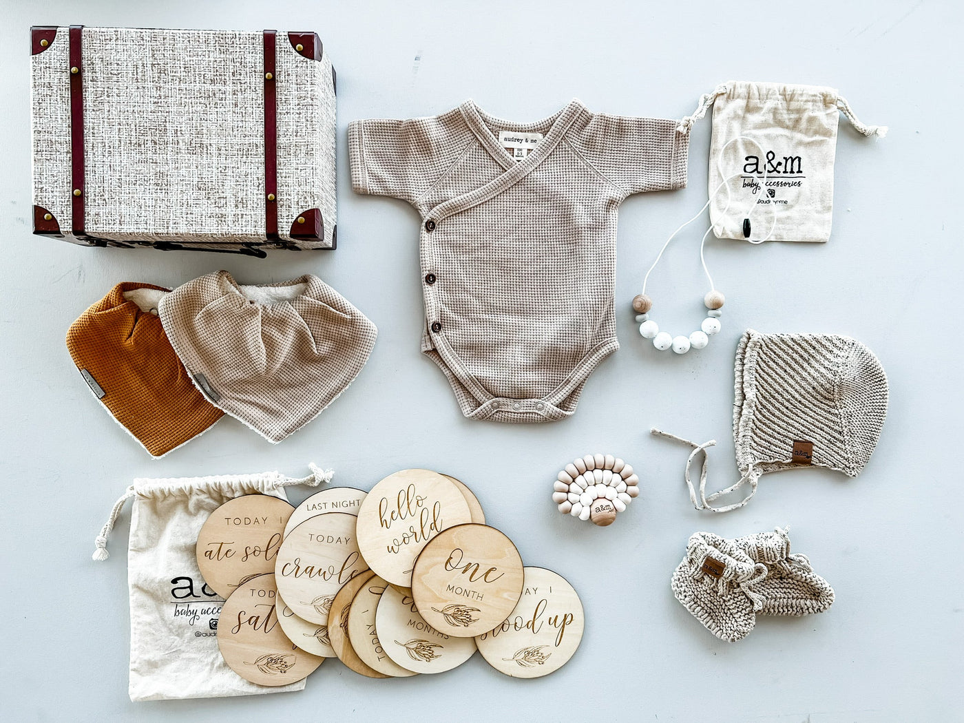 Bonnet & Booties Baby Gift Box - Neutral - Audrey & Me