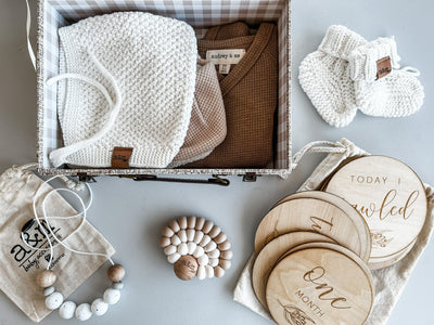 Bonnet & Booties Baby Gift Box - Neutral - Audrey & Me