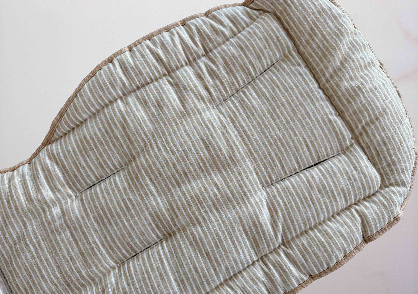 NEW Pram Liner - Reverse Sand Stripe Linen