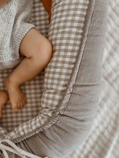 Baby Nest - Stone Linen & Gingham - Audrey & Me