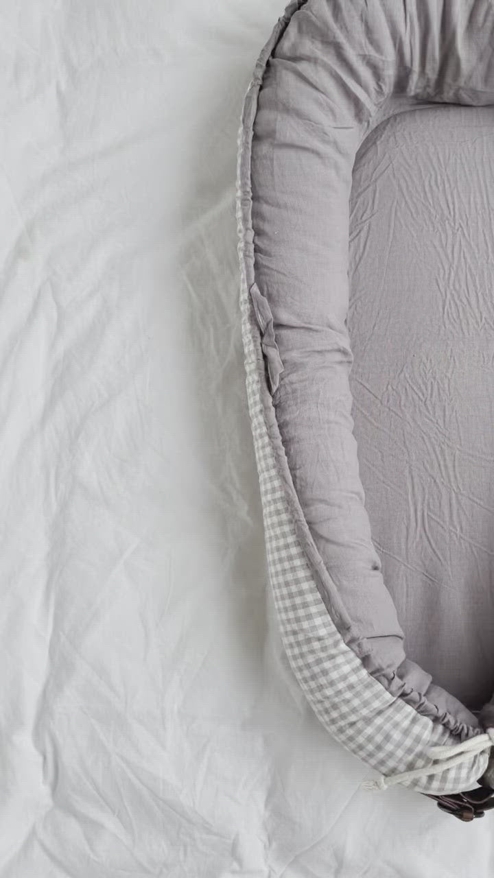 Baby Nest - Stone Linen & Gingham