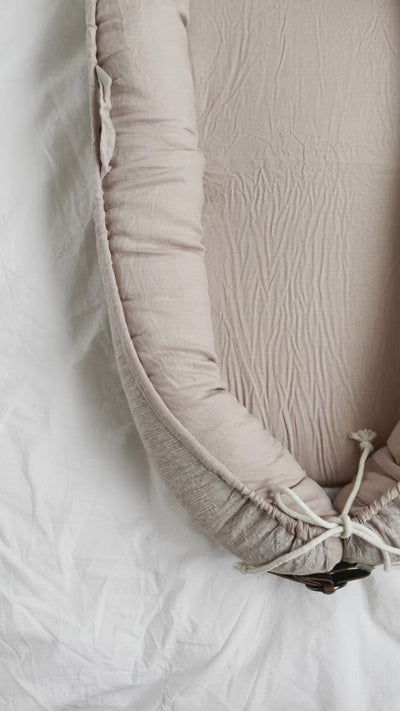 Baby Nest - Dusty Pink Linen & Stripe (PRE-ORDER MAY)