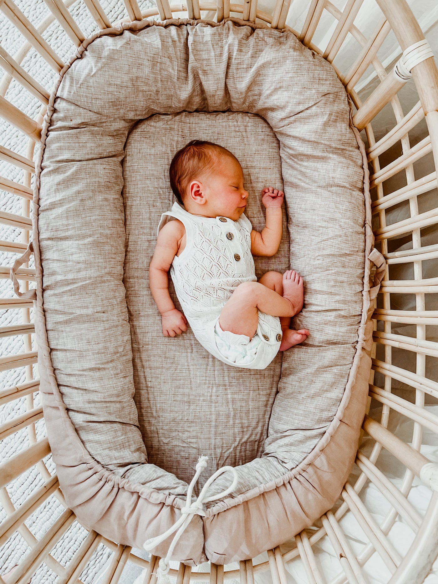 Baby Nest - Dusty Pink Linen & Stripe - Audrey & Me