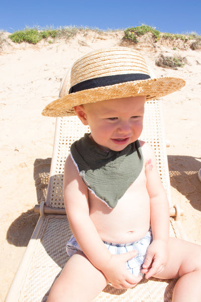 Bandana Bib - Deep Sage Muslin - Audrey & Me