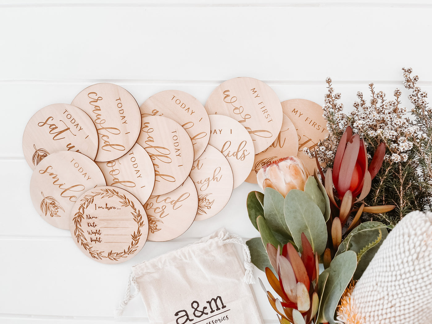 Gumnut Milestone Discs - Full Wooden Set - Audrey & Me