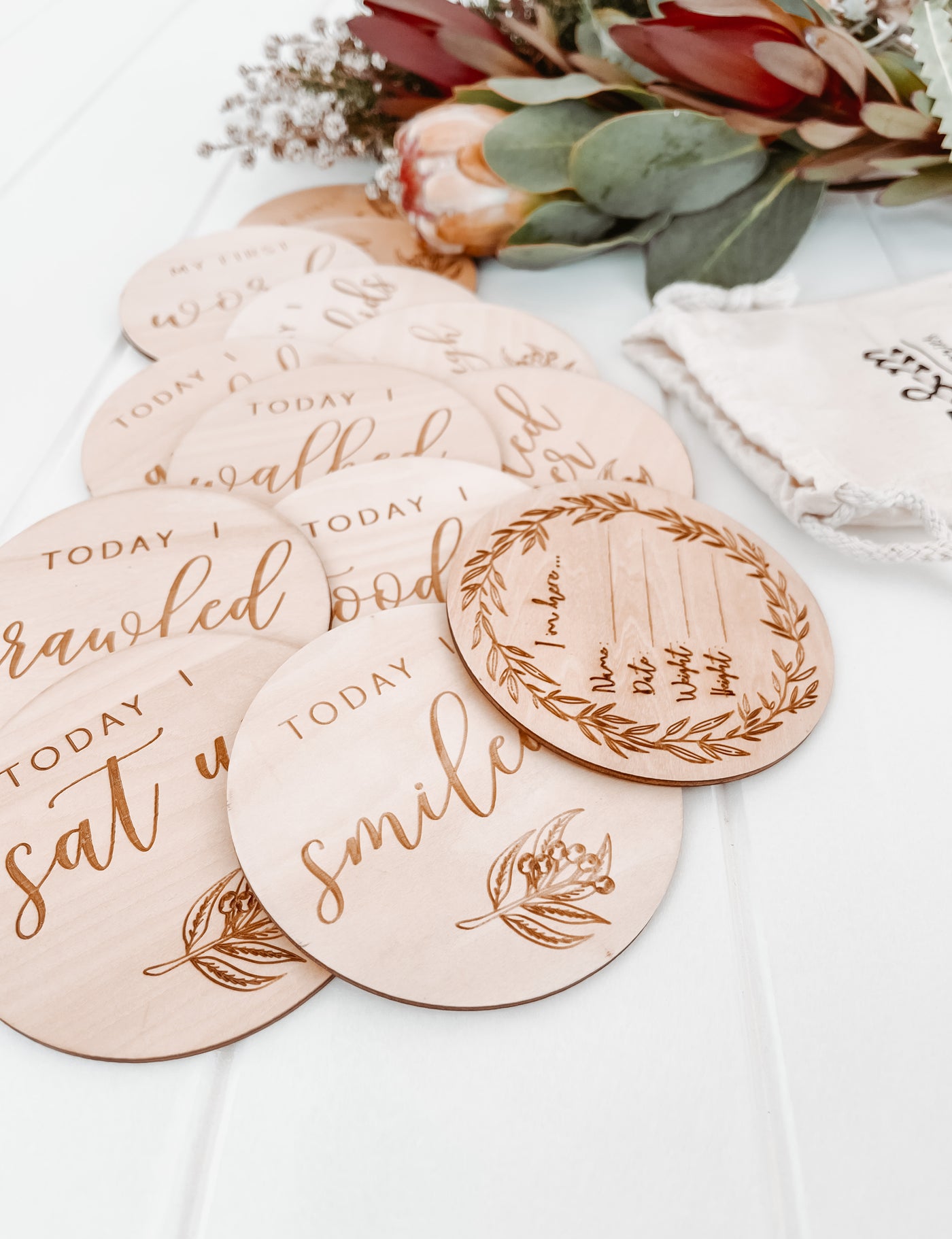 Gumnut Milestone Discs - Full Wooden Set - Audrey & Me