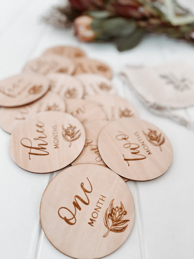 Gumnut Milestone Discs - Full Wooden Set - Audrey & Me