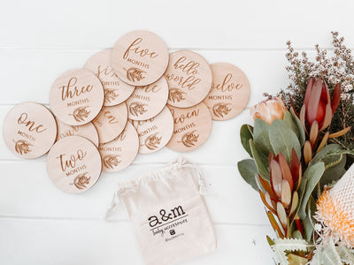 Gumnut Milestone Discs - Full Wooden Set - Audrey & Me