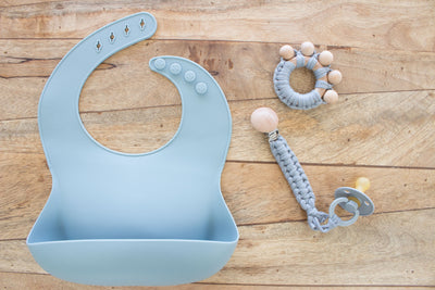 Silicone Foodie Bib - Soft Blue