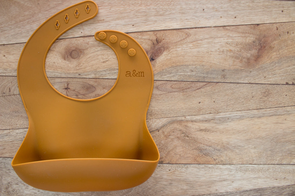 Silicone Foodie Bib - Mustard - Audrey & Me