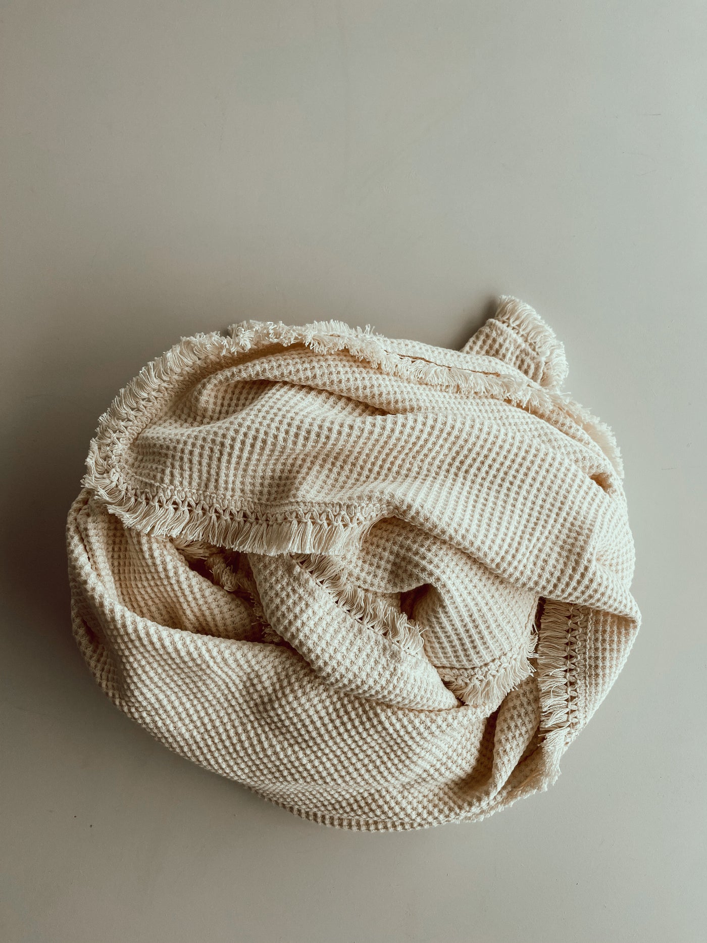Waffle Fringe Blanket - Sand