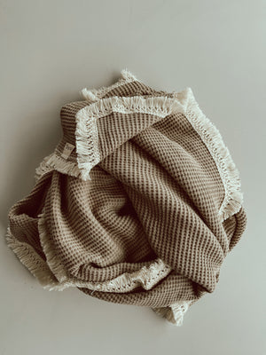 Waffle Fringe Blanket - Earth - Audrey & Me