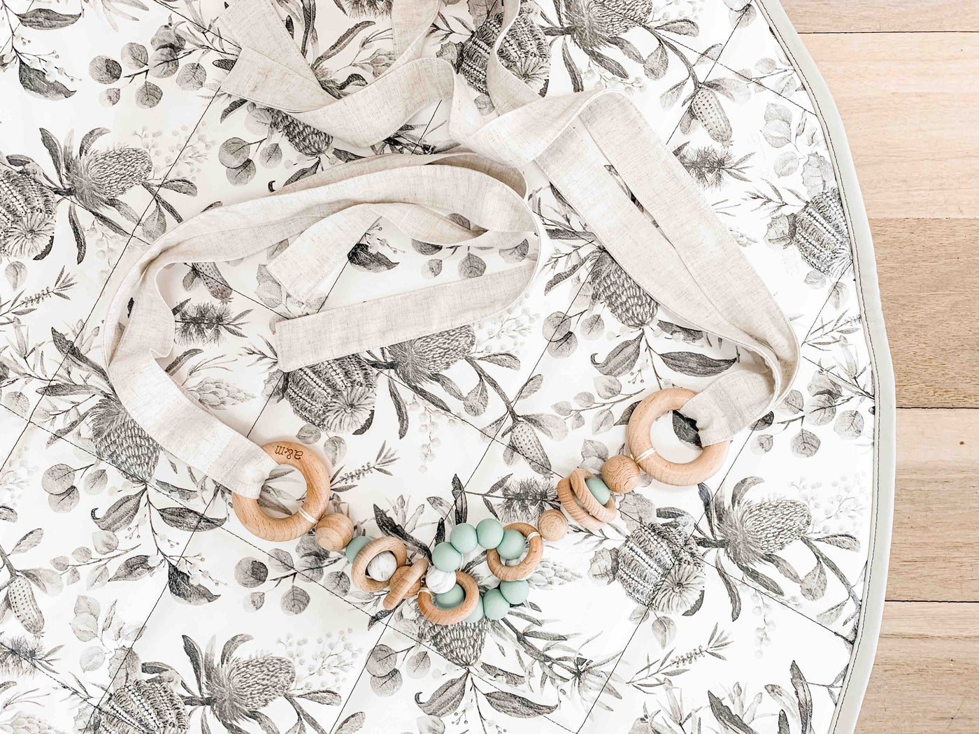 Pram Garland - Sage Natural Linen - Audrey & Me