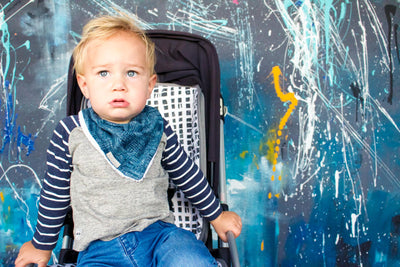 Bandana Bib - Brush Grid Blue - Audrey & Me
 - 2