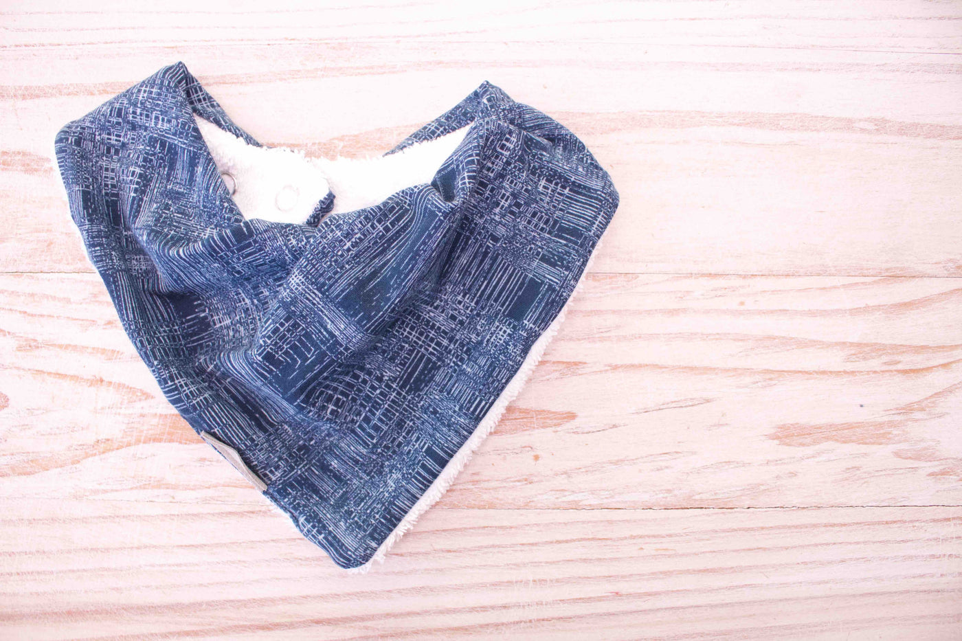 Bandana Bib - Brush Grid Blue - Audrey & Me
 - 1