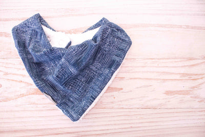 Bandana Bib - Brush Grid Blue - Audrey & Me
 - 1