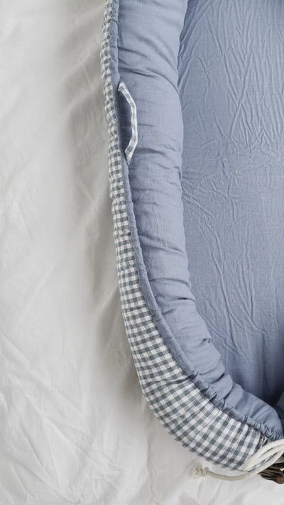 Baby Nest - Blue Linen & Gingham