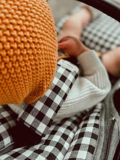 Speckled Charcoal & Black Gingham Linen Uppababy Pram Liner - Ready to go - Audrey & Me