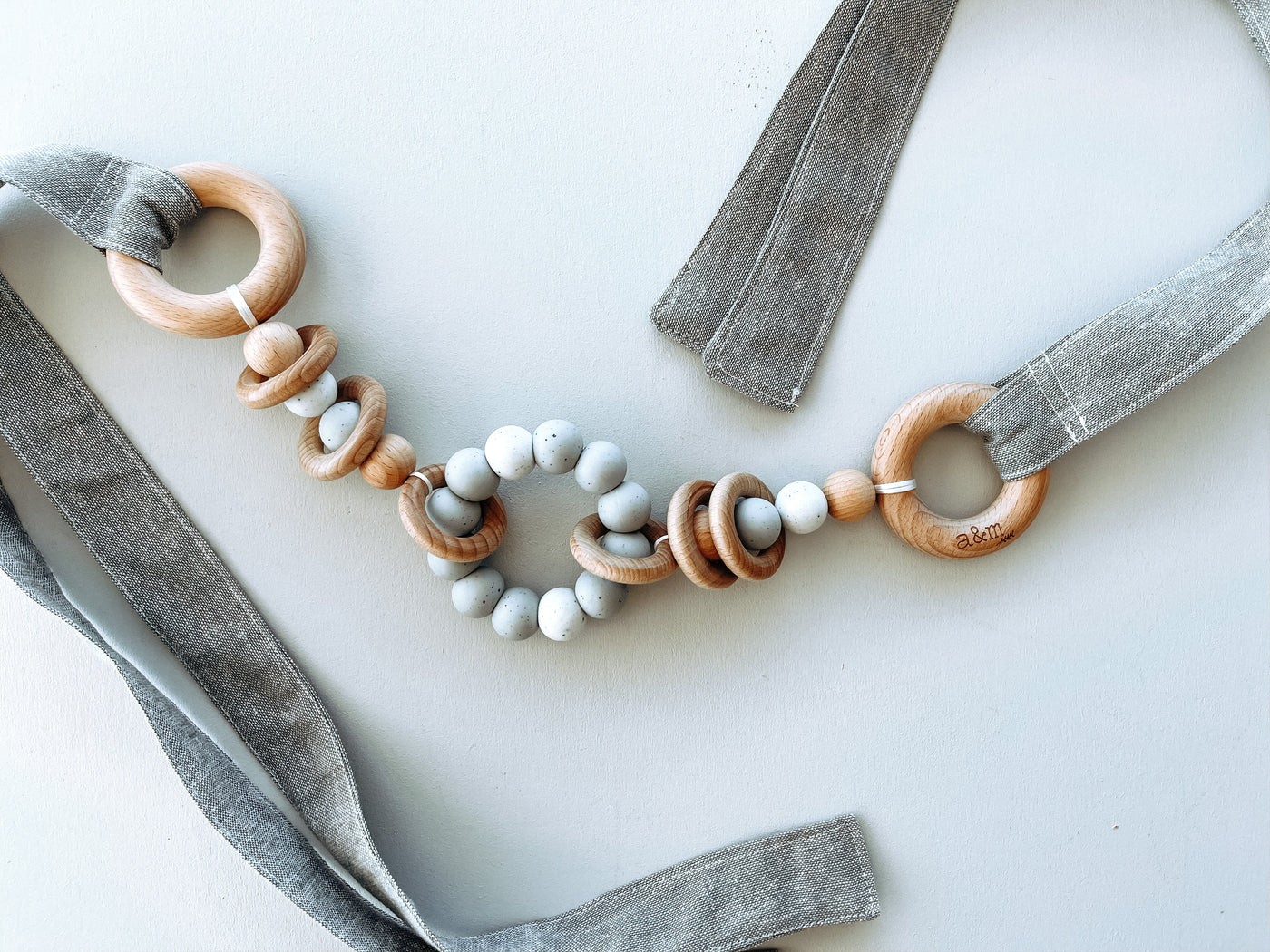 Pram Garland - Grey Linen - Audrey & Me