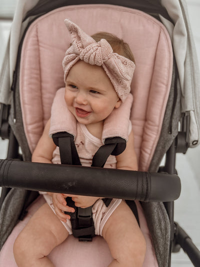 Travel Pram Liner - Dusty Blush Gingham & Dusty Blush Linen - Audrey & Me