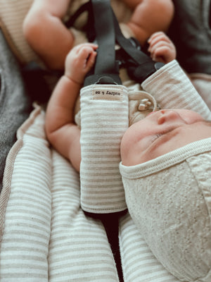 Pram Liner - Sand Linen Stripe (Pre-order late Feb) - Audrey & Me