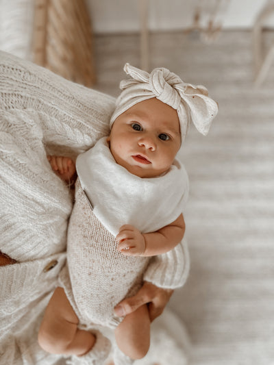 Bandana Bib - Pointelle Milk - Audrey & Me