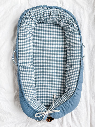 Cover Only - Blue Linen & Gingham - Audrey & Me