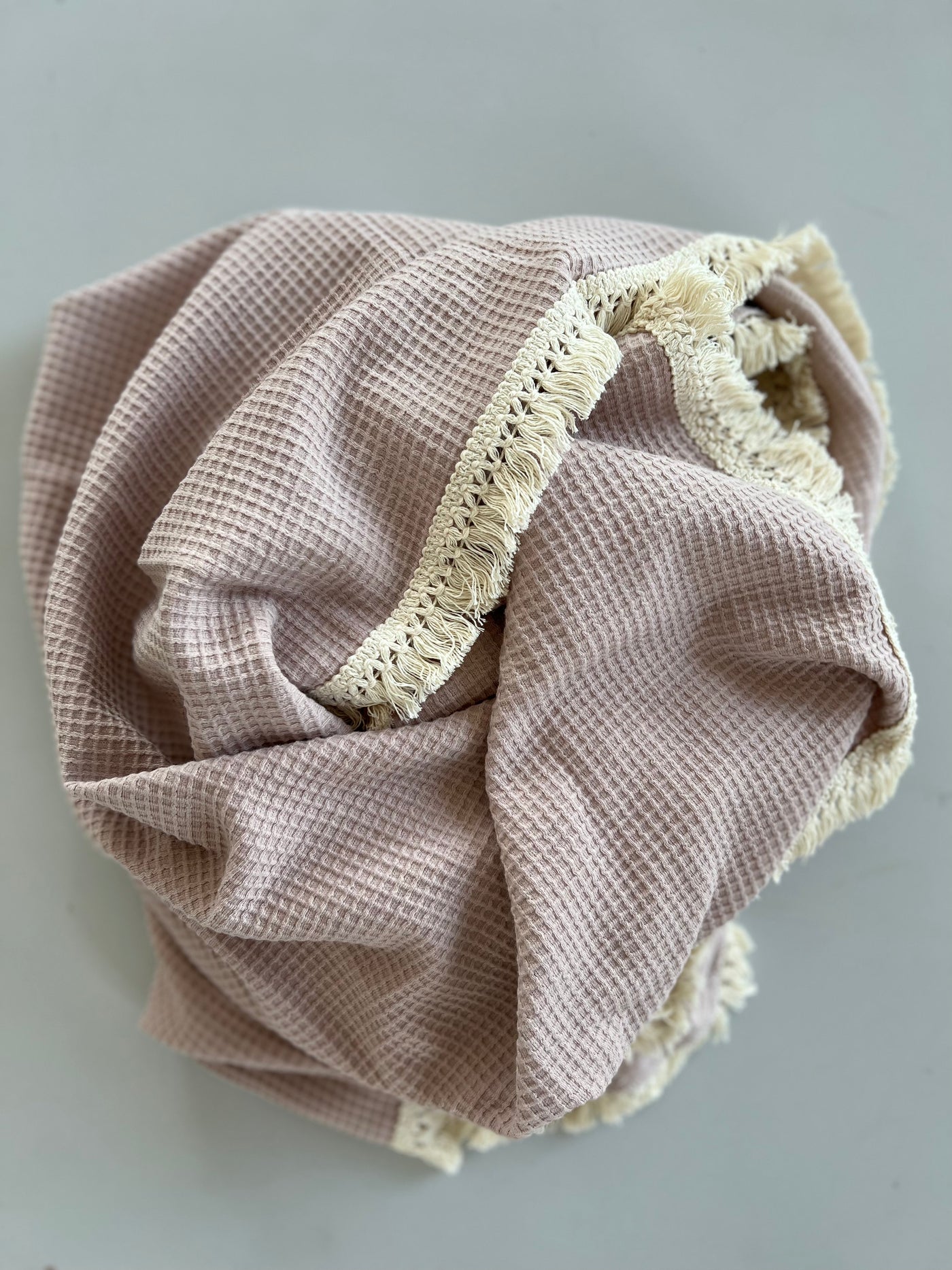 Waffle Fringe Blanket - Dusty Lavender