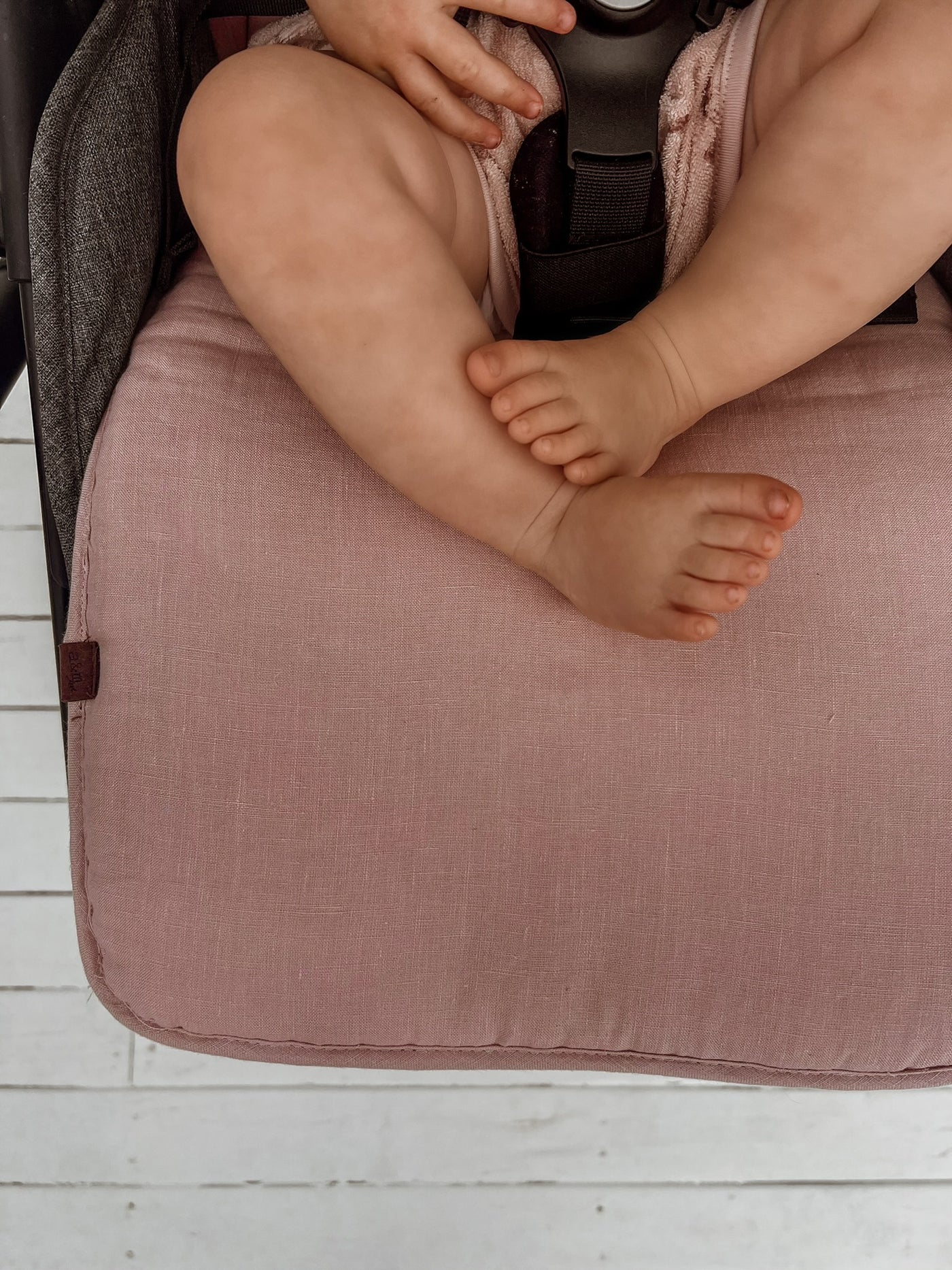 Dusty Blush Gingham & Dusty Blush Linen Pram Liner - Audrey & Me